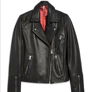 Topshop dolly leather biker jacket